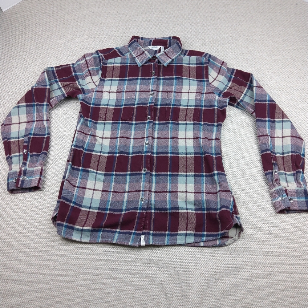 Woolrich Womens Plaid Button Up Flannel Shirt Sz S/P Cotton Cabincore Western - Picture 2 of 14